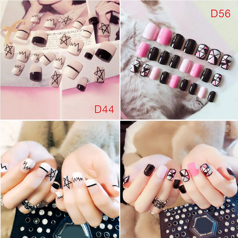 24 шт. женские накладные ногти Советы DIY геометрический узор декоративные