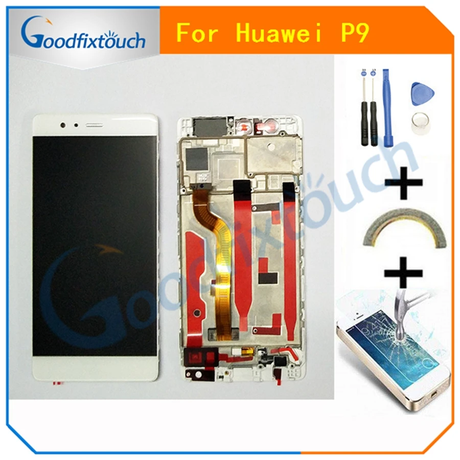 С рамкой для huawei P9 lcd дисплей кодирующий преобразователь сенсорного экрана в