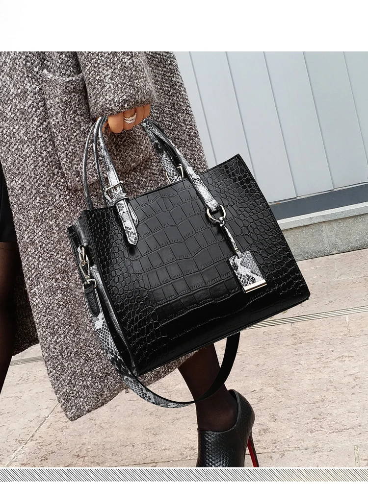 Fashion Women Handbags PU Leather Designer Shoulder Bags High Quality Crocodile Tote Messenger Bag Ladies Crossbody Hand Bags