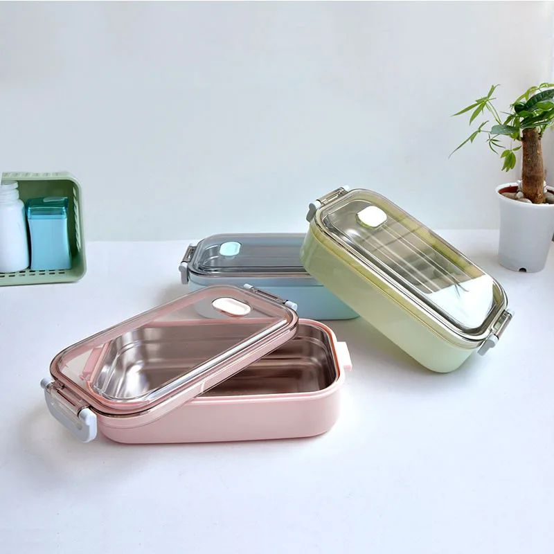 800ml Stainless Steel Lunch Box Portable Leakproof Food Container Office Bento Box