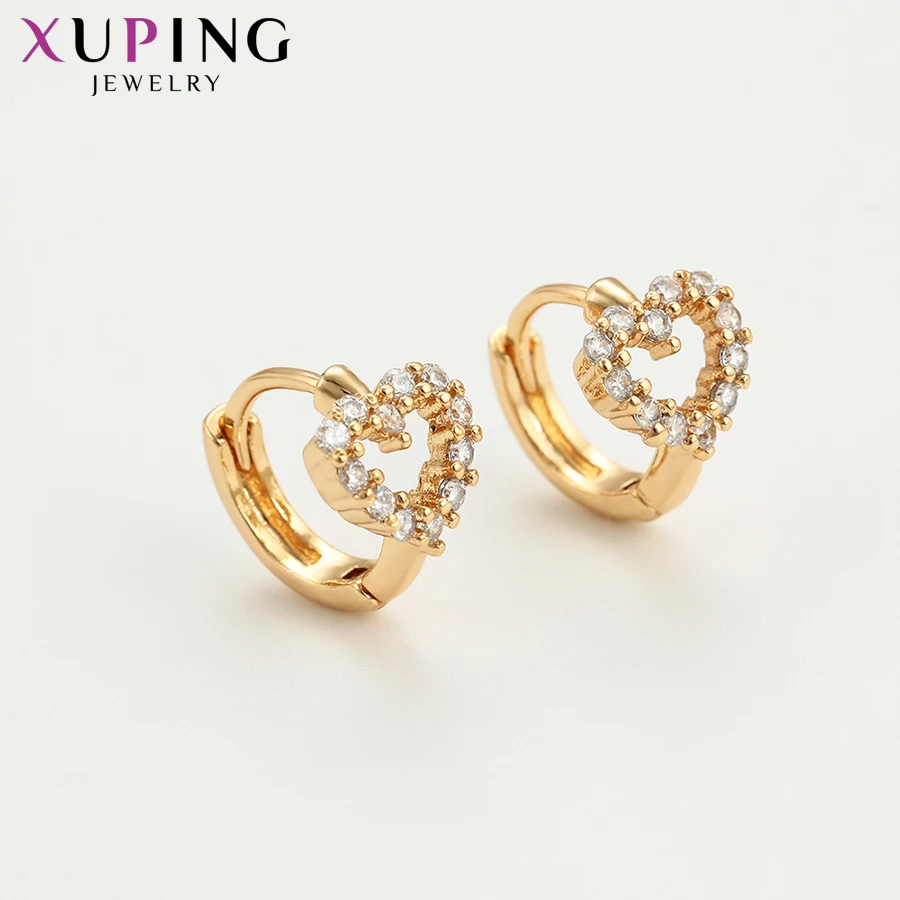 Xuping Fashion Earrings for Women Heart Shaped Hoops High Quality Jewelry Thanksgiving Gifts S112 5-96456 | Украшения и