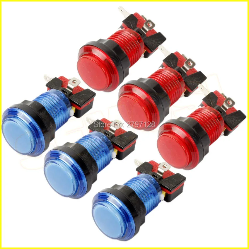 50 шт. LED кнопка аркада комплект прозрачный загорающаяся Пуговицы с