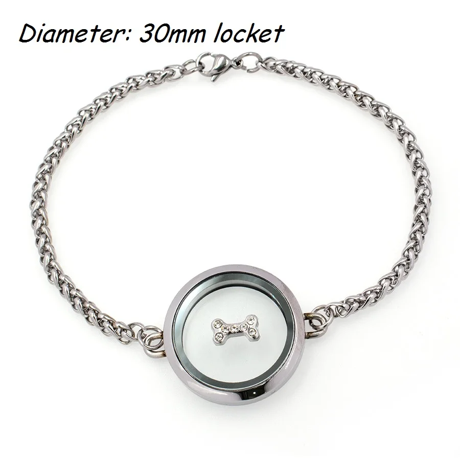 30mm wheat chain 1 шт. медальон с эффектом памяти браслет Простой Круглый 25 мм/30 мм Твист винт медальон 316L нержавеющая сталь для плавающих шармов - Окраска металла: 30mm wheat chain