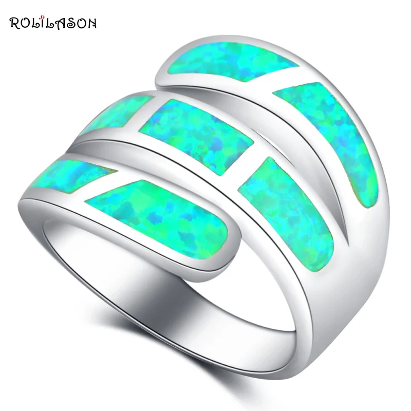 Rolilason великолепные Кольца для Для женщин зеленый огненный опал высокое качество