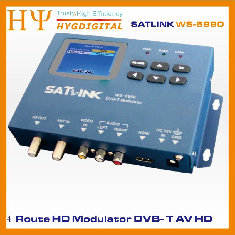 Satlink WS-6990 HD, AV вход одноканальный DVB-T модулятор компактный и настенный