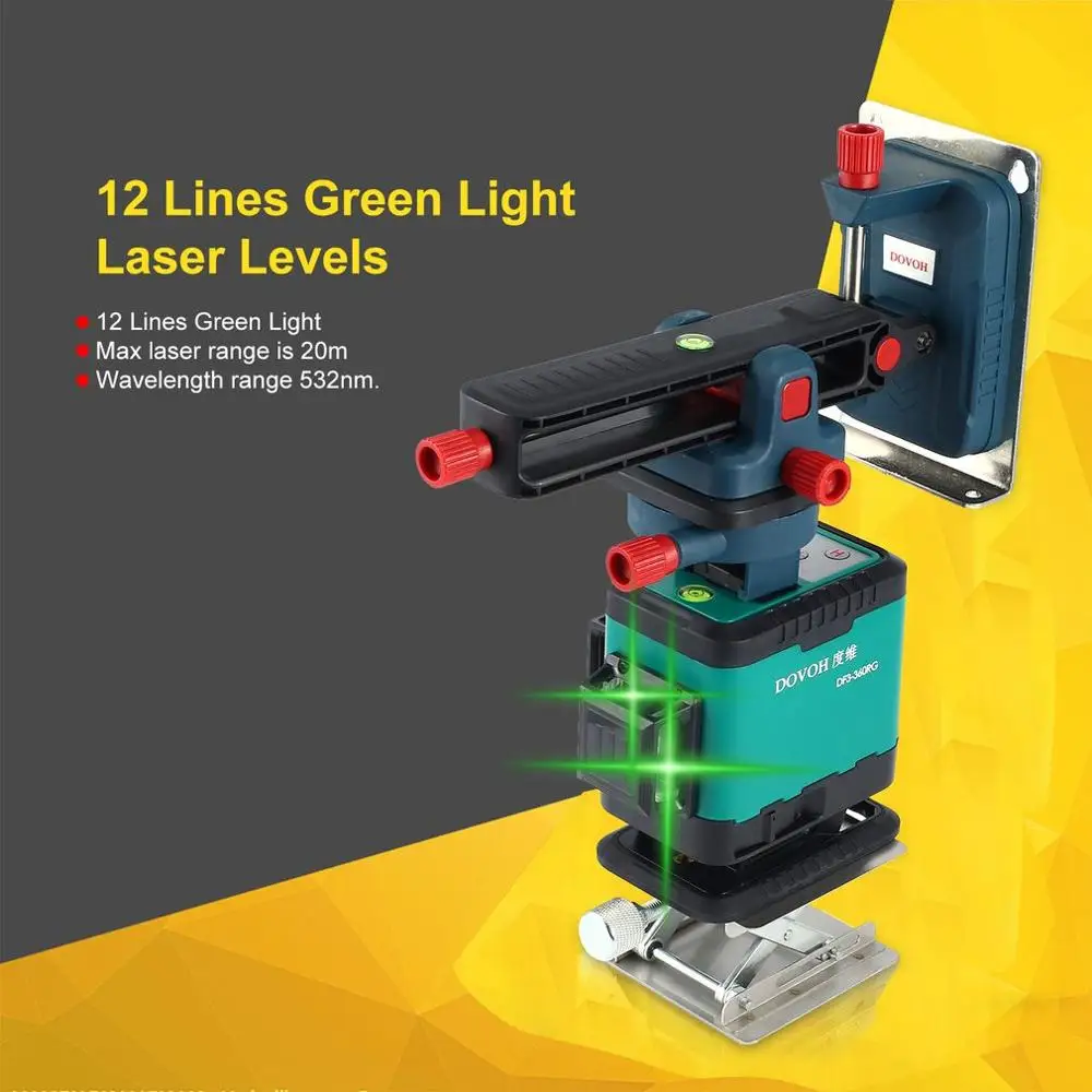 DOVOH 12 Lines Green Light Laser Levels Leveling Instrument Self-leveling Leveler Vertical Horizontal Cross | Инструменты