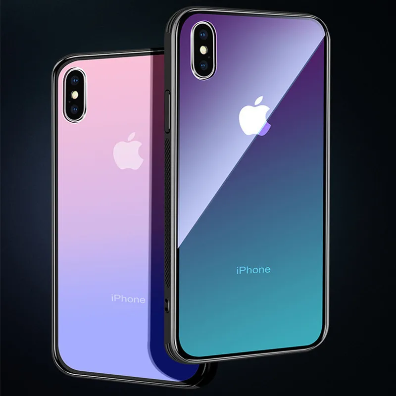 SPCASE закаленное Стекло чехол для телефона iPhone X 6 г плюс S 7 8 Цвет постепенное