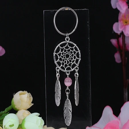 Винтаж индийские Стиль брелок для ключей Ловец снов в стиле бохо природный