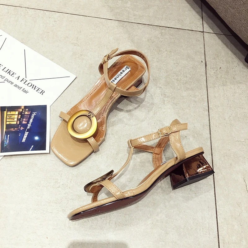 Western famous brand metal ring t-strap sandalias female summer hot narrow band gladiator sandals woman cutout sandalia shoes | Обувь