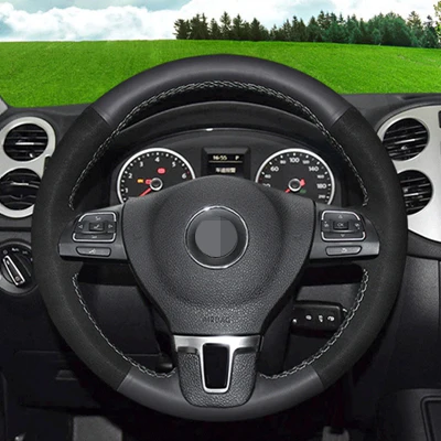 colour 8 GNUPME черный кожаный чехол рулевого колеса автомобиля для Volkswagen Tiguan Lavida Passat Magotan Sagitar Bora Jetta Polo - Название цвета: colour 8