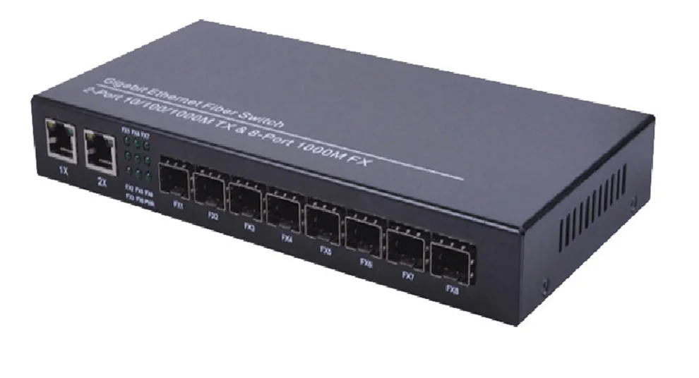 10/100/1000 м 8 sfp 2 rj45 волоконно-оптический коммутатор gigabit 8SFP 2 UTP волоконно-оптический al медиаконвертер для ip-камеры