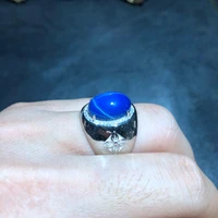 classic shiny blue star sapphire ring for men silver ring mascular strong power men ring fine jewelry 925 sterling silver gift