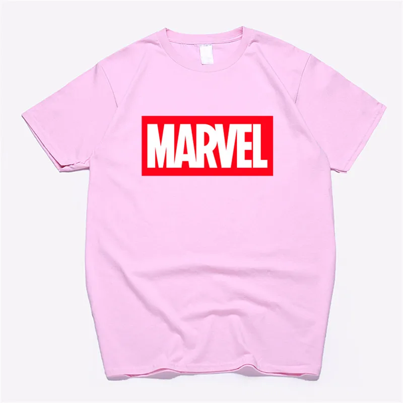 Мужские футболки из хлопка с забавным принтом Marvel унисекс 2019 Лето 100% хлопок Harajuku