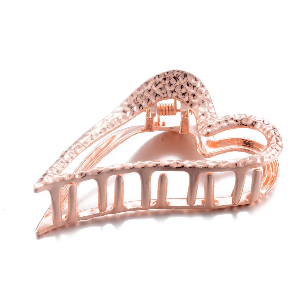 

Lovely Women Brand Heart-Shaped Hair Jewelry Geometric Claws Ornaments Gold Metal Crystal Hair Clip Wedding Hair Accessories