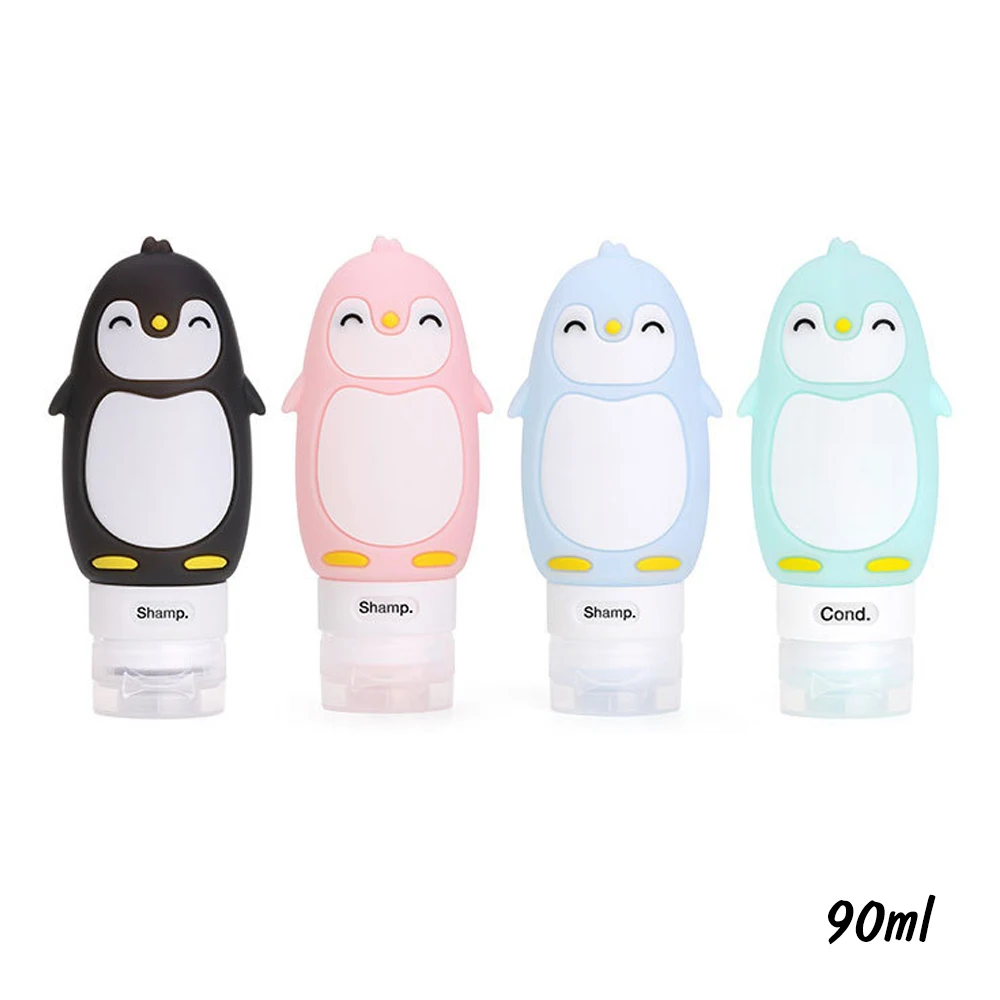 4PCs Hoomall Портативный Силиконовый Дорожный Чехол шампунь для геля и лосьона для душа Органайзер милый мультфильм многоразовый флакон 60 мл 80 мл 90 мл - Цвет: 4PCs