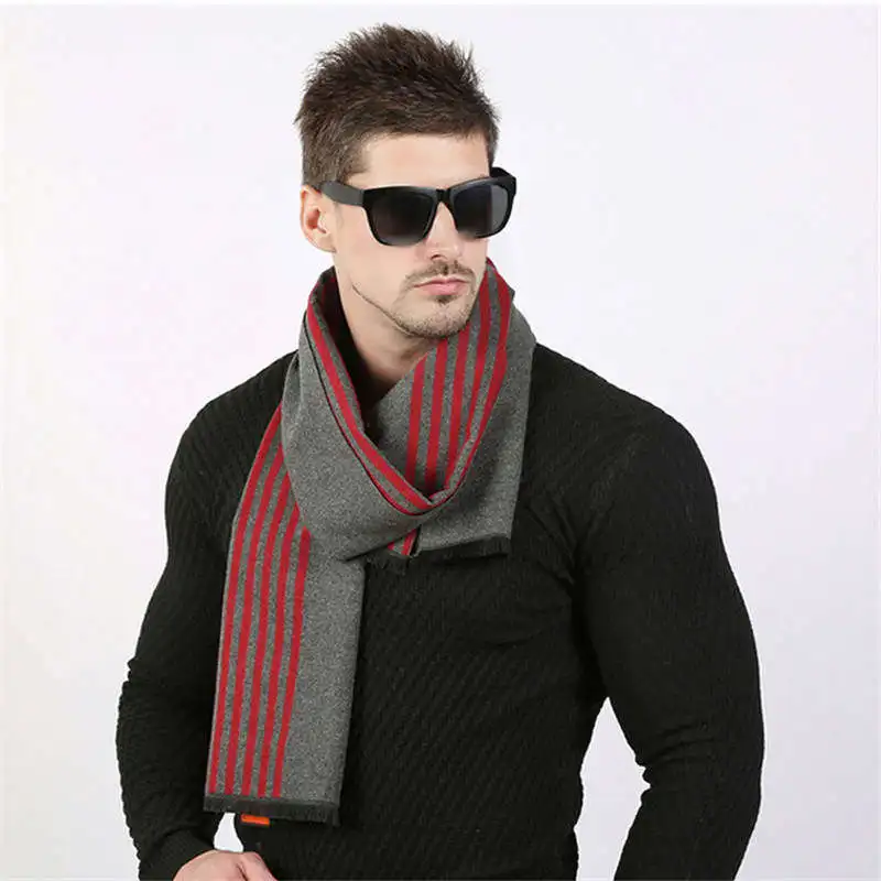 Шарфы для мужчин зимний теплый шарф шерстяные пончо и накидки от известного