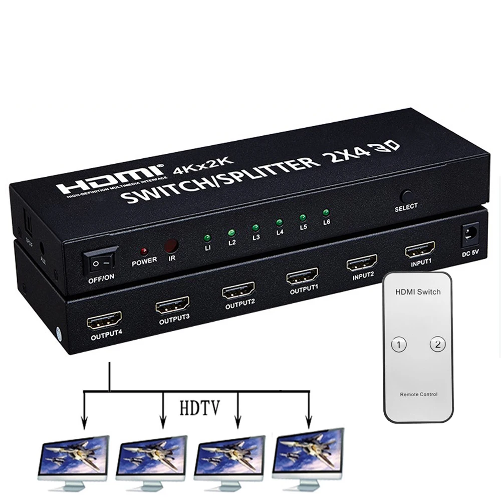 4 K * 2 HDMI 2x4 Матрица + аудио эксрактор переключатель сплиттер конвертер адаптер с