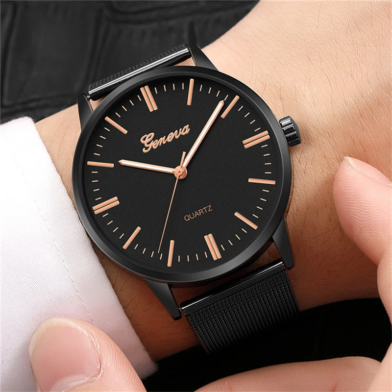 Luxury Mens Watch Mesh Stainless Steel Watchband Fashion Gold Silver Men Bracelet Analog Simple Casual Clock Montre Homme | Наручные часы