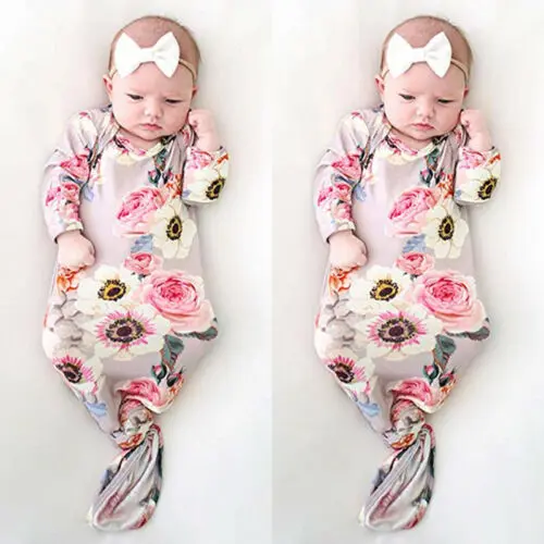 Спальный мешок с цветочным принтом для новорожденных Пеленальное Одеяло