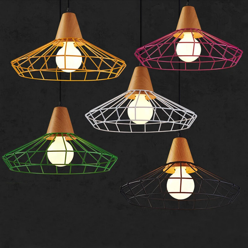 Скандинавские винтажные кованые железные люстры красочные металлические клетки
