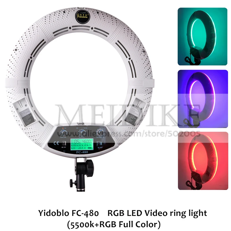 Регулируемая модная светодиодная кольцевая лампа Yidoblo RGB 480 для видео макияжа