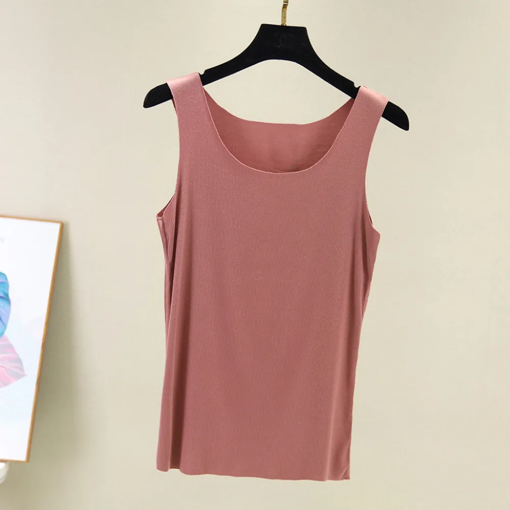 Женский топ без рукавов однотонный бесшовный туника на весну и лето 2019|Майки| |
