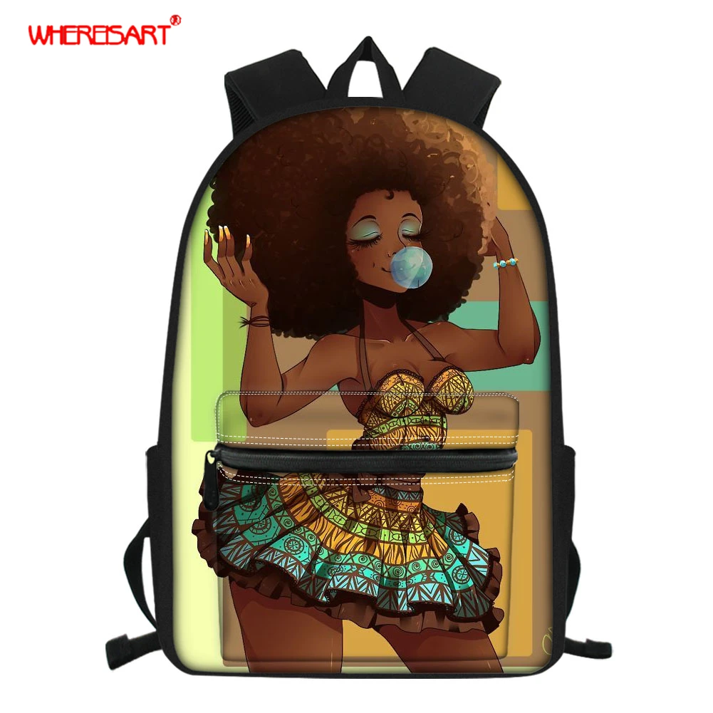 WHEREISART детские школьные сумки в африканском стиле черный Детский рюкзак для