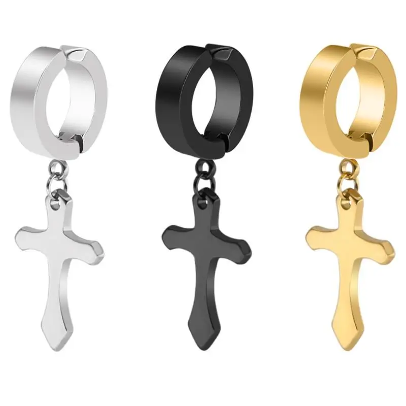 Серьги манжеты из нержавеющей стали 316 серьги с крестом для мужчин и