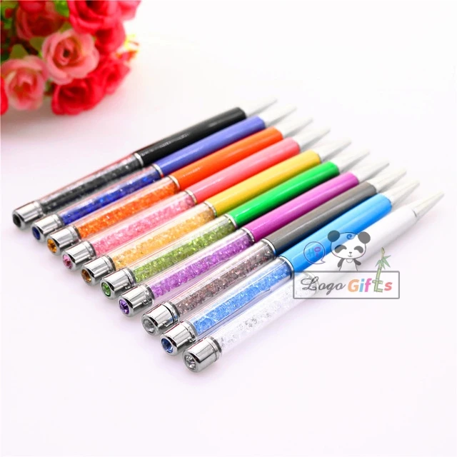 200pcs personalzied crystal pens with diamonds 10colors Free shipping custom printing with your company logo/website/email