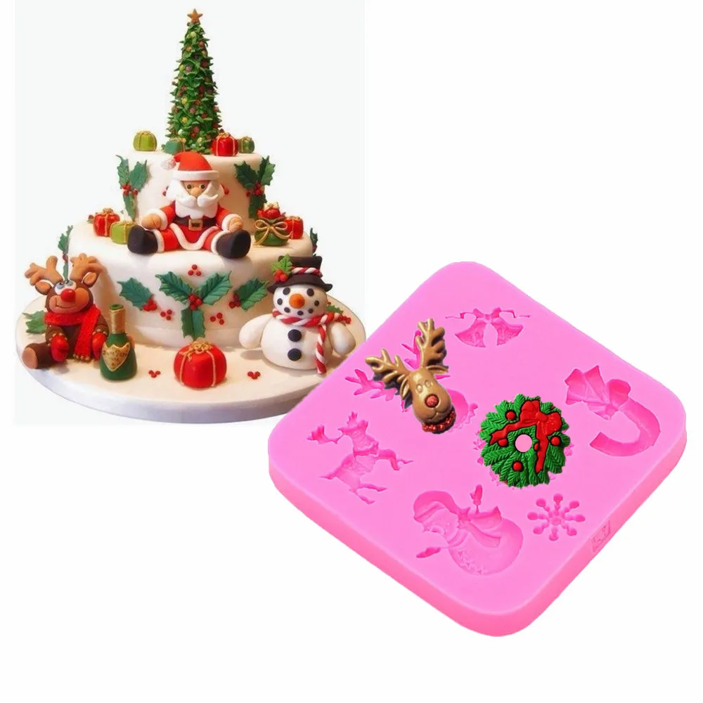 

Gadgets Fondant Molds Christmas Silicone Mold Ornament Candy Cane Snowman Sleigh Silicone Mold