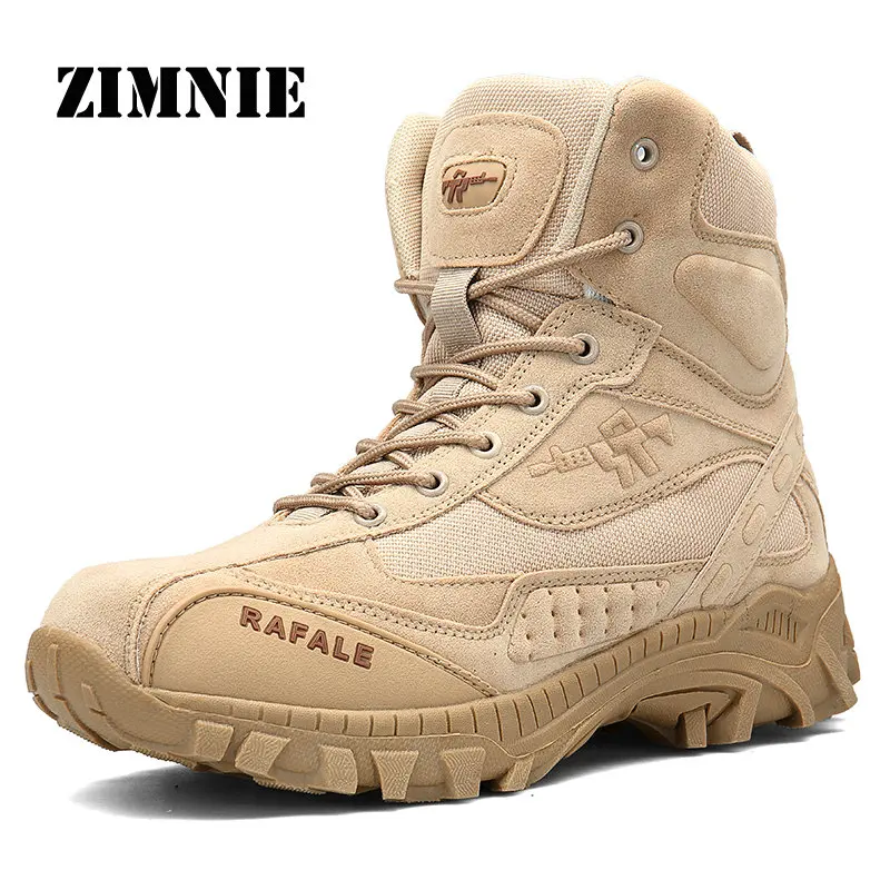 Khaki ZIMNIE/Спортивная тактическая обувь для кемпинга; мужские ботинки для альпинизма; дышащие качественные горные ботинки без разделения; походная обувь - Цвет: Khaki