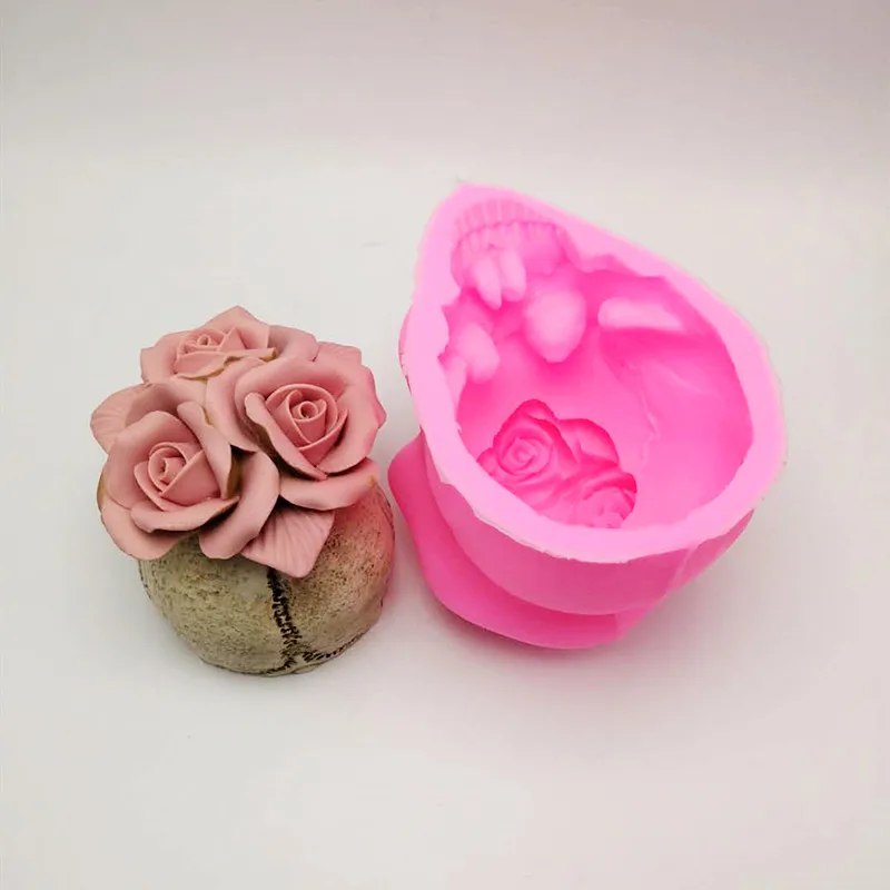 3D Роза Череп Силиконовая форма diy свеча штукатурка силиконовая форма Хэллоуин украшения инструменты