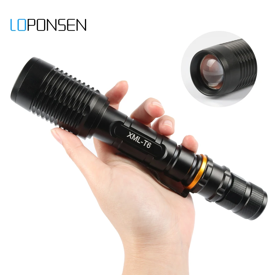 Loponsen светодиодный фонарик Масштабируемые CREE XML-T6 5 Режим мощный 2*18650