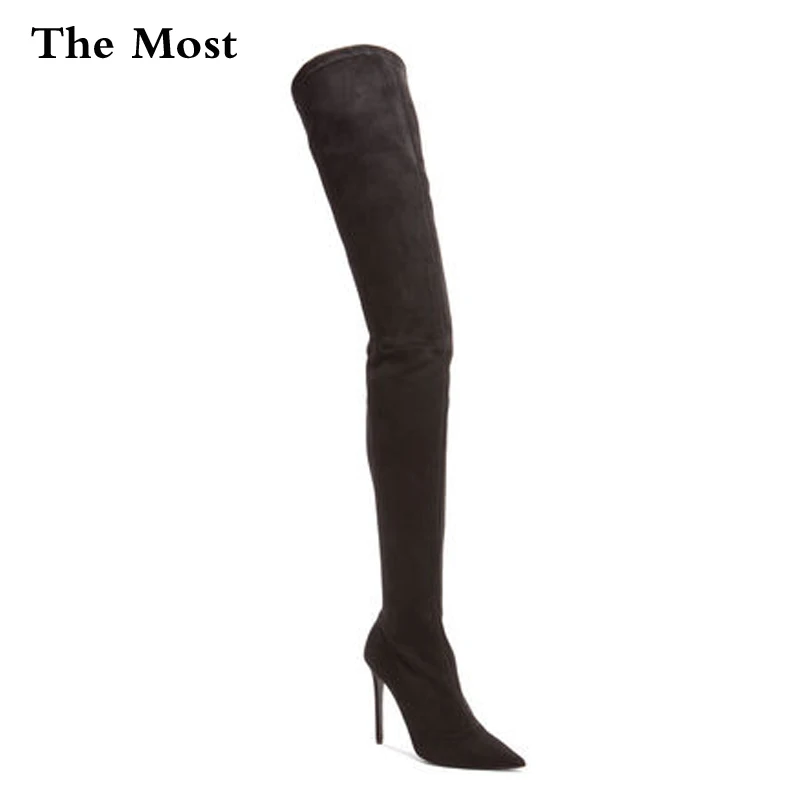 Женские замшевые ботфорты ARQA теплые эластичные сапоги на высоком каблуке