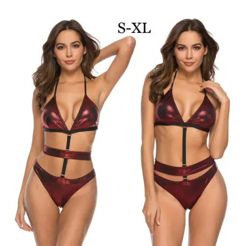 Женский бандажный комплект бикини пуш ап бюстгальтер с подкладкой красный