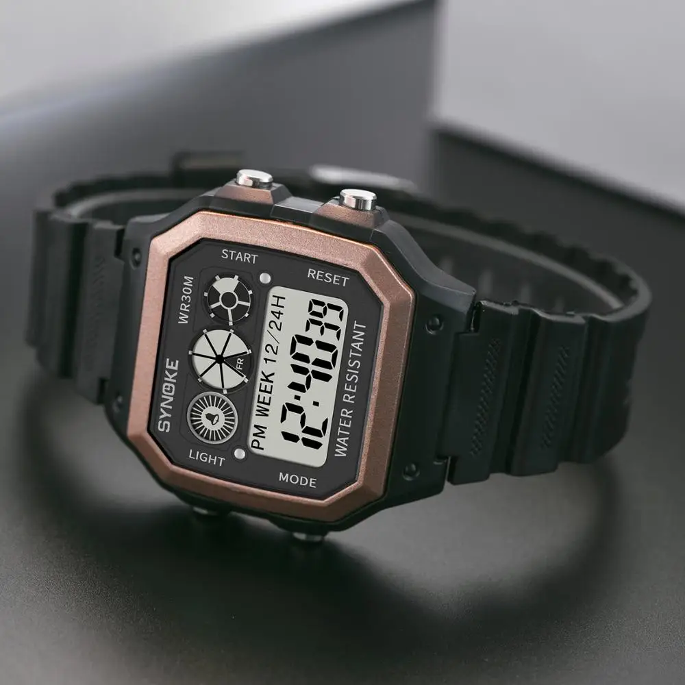 SYNOKE многофункциональные модные мужские часы новый электронный цифровой дисплей