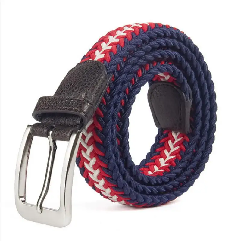 Мужской и Женский тканевый ремень SupSindy тканый роскошный с металлической пряжкой