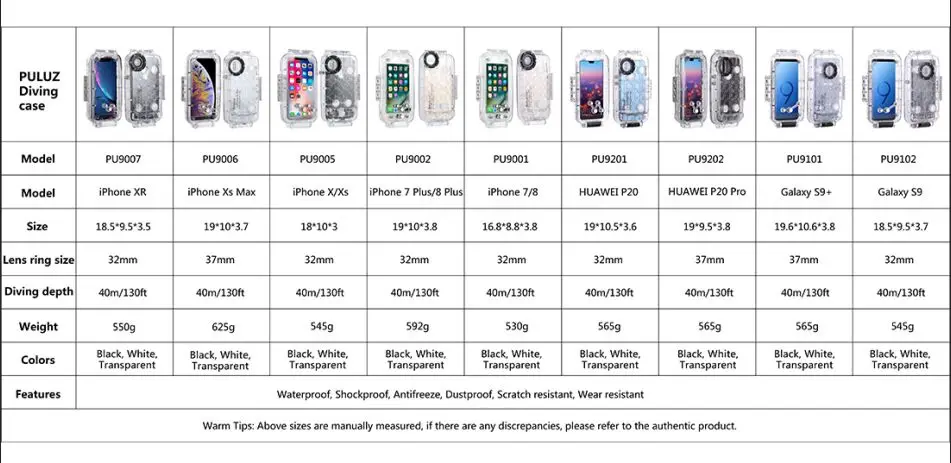 PULUZ для iPhone XS Max/XR/XS подводный корпус 40 м/130 футов Дайвинг телефон защитный чехол для серфинга плавание Подводное плавание фото видео