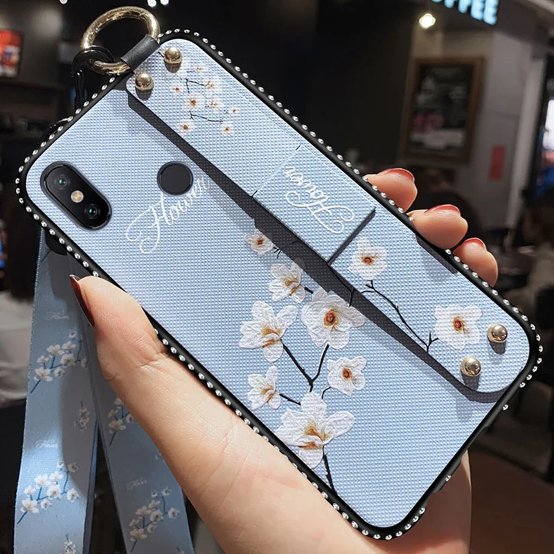 Ремешок чехол для Xiaomi Redmi A1 A2 MAX2 3 8 8SE 9 9SE Note 3 4 4X5 5A 6 6A 7 Plus Pro Lite Винтаж цветок CoverWithLanyard