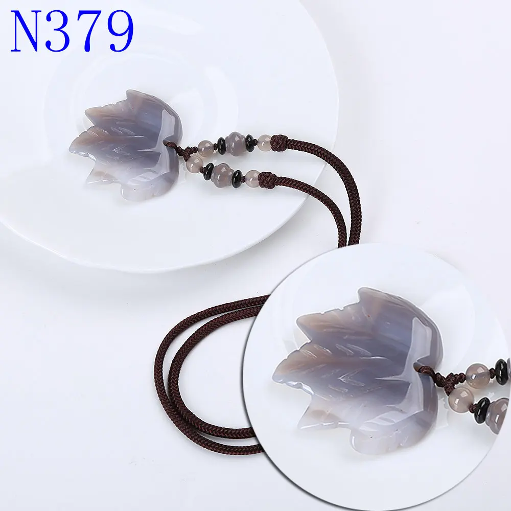 Grey agate Yumten бирюзовый кулон ожерелье кленовый лист цепочка на свитер аксессуары женские модные украшения натуральный камень мощность драгоценный камень подарок подвеска женская цепочки женские - Цвет камня: Grey agate