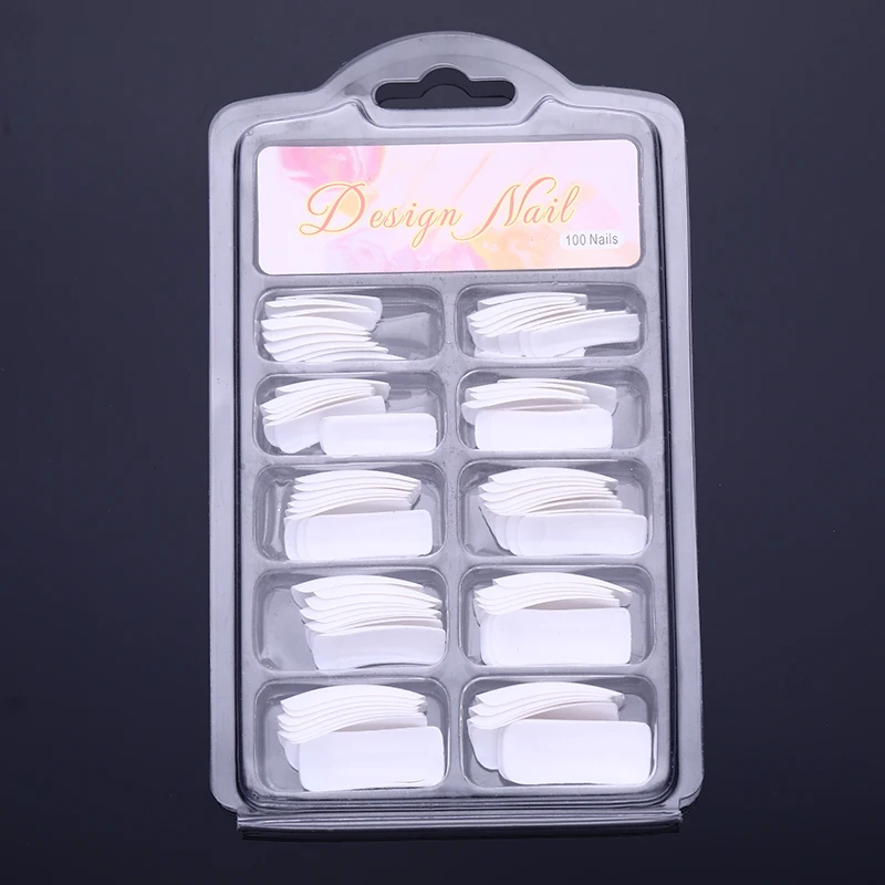 100 шт. полупокрытие накладные ногти натуральный белый цвет 10 разных размеров