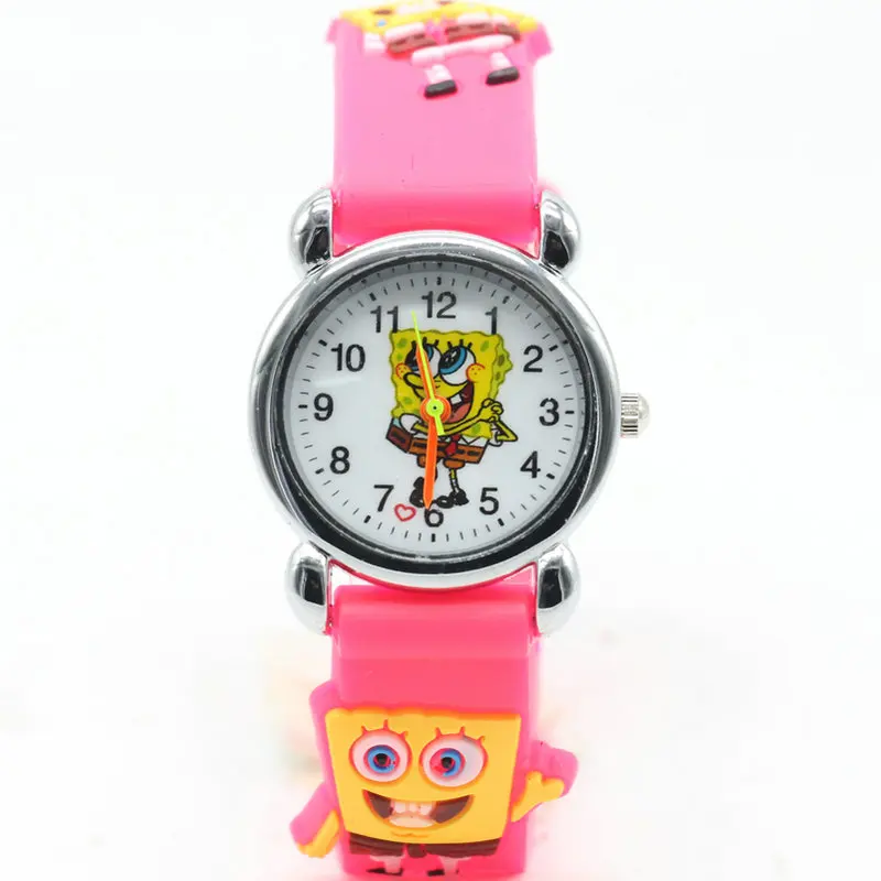 1 шт Новое поступление 3D Мультфильм силиконовый ремешок Детские часы SpongeBob часы