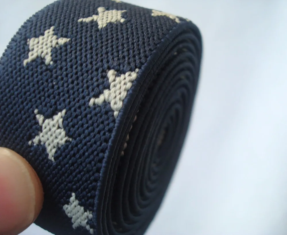 

Top quality 5 Meters 1" (2.5cm) Width navy jacquard weave star garment Accessories Hand Made DIY Sewing Elastic Webbing Band