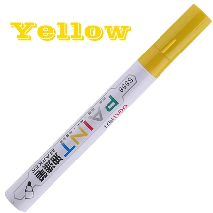 Yellow-1pcs 1 шт. 3 шт. Deli s558# Перманентный Маркер Краска Маркер черный синий красный серебристый красный 8 цветов маркер на масляной основе чернила маркер ручка - Цвет: Yellow-1pcs