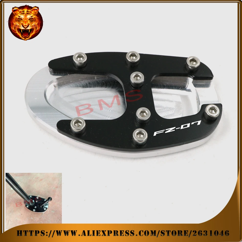 

Для мотоцикла YAMAHA FZ07 FZ-07 2016 2015 2014 алюминиевая боковая подставка удлинитель поддерживающая пластина для самолета с логотипом racing