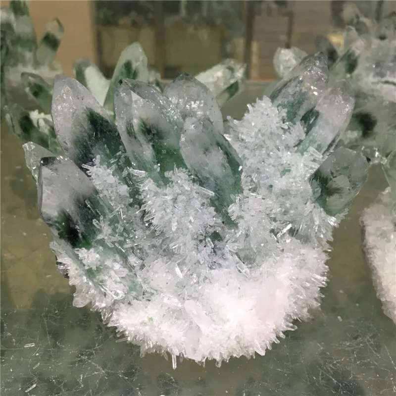 Large size natural green ghost quartz crystal cluster healing crystals raw gemstone specimen for home&ampoffice decoration fengshui | Дом и