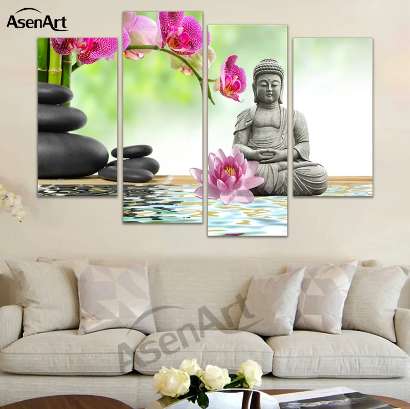 Картина на 4 панели Будда Настенная картина холст принты настенные картины для
