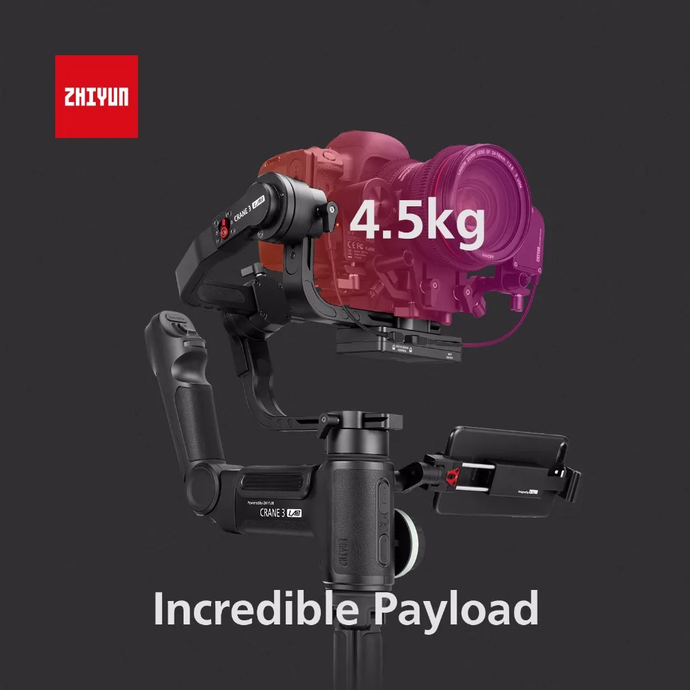 Zhiyun Crane 3 Lab 3-осевой ручной карданный Стабилизатор камеры Viatouch steadicam для dslr камер canon sony pk Crane 2