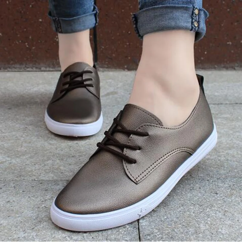 2018 весна/лето новый Женская кожаная обувь для отдыха женская на плоской подошве