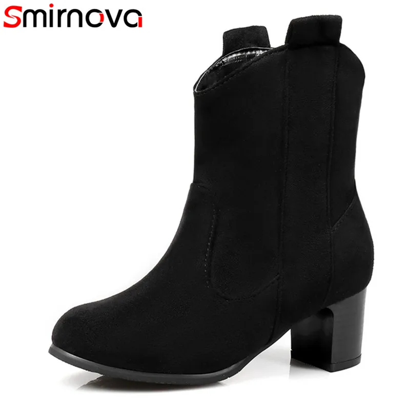Smirnova/2018 г. новое поступление ботильоны темно коричневые черного цвета на толстом